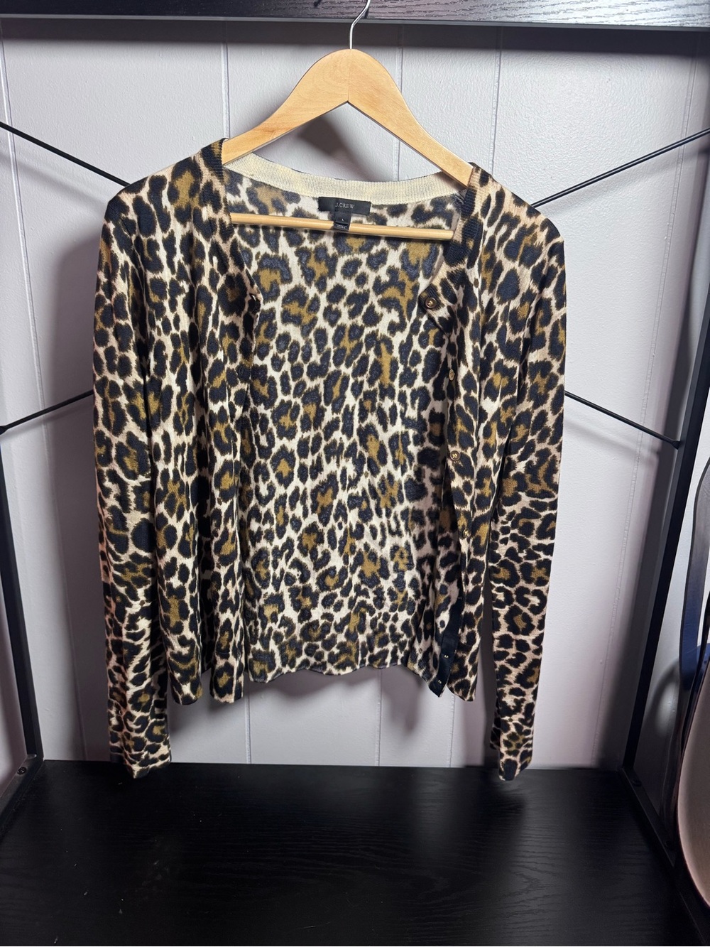 J. Crew Leopard Print Button-Front Cardigan - Black, Brown, Cream